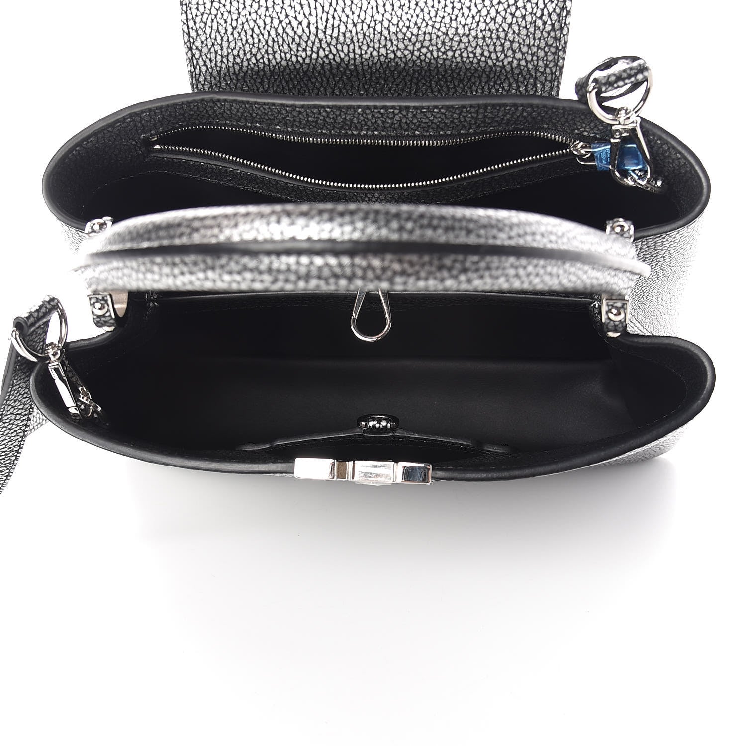 Louis Vuitton Metallic Taurillon Capucines PM Silver Black 6 of 11
