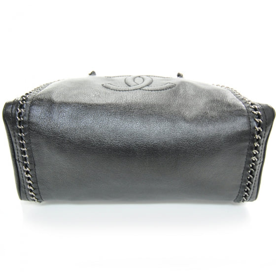 Leather Luxe Ligne Medium Bowler Metallic Black