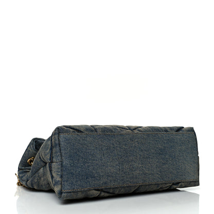 Saint Laurent Denim Quilted Small Loulou Puffer Monogram Chain Satchel Blue Cinnamon 3 of 9
