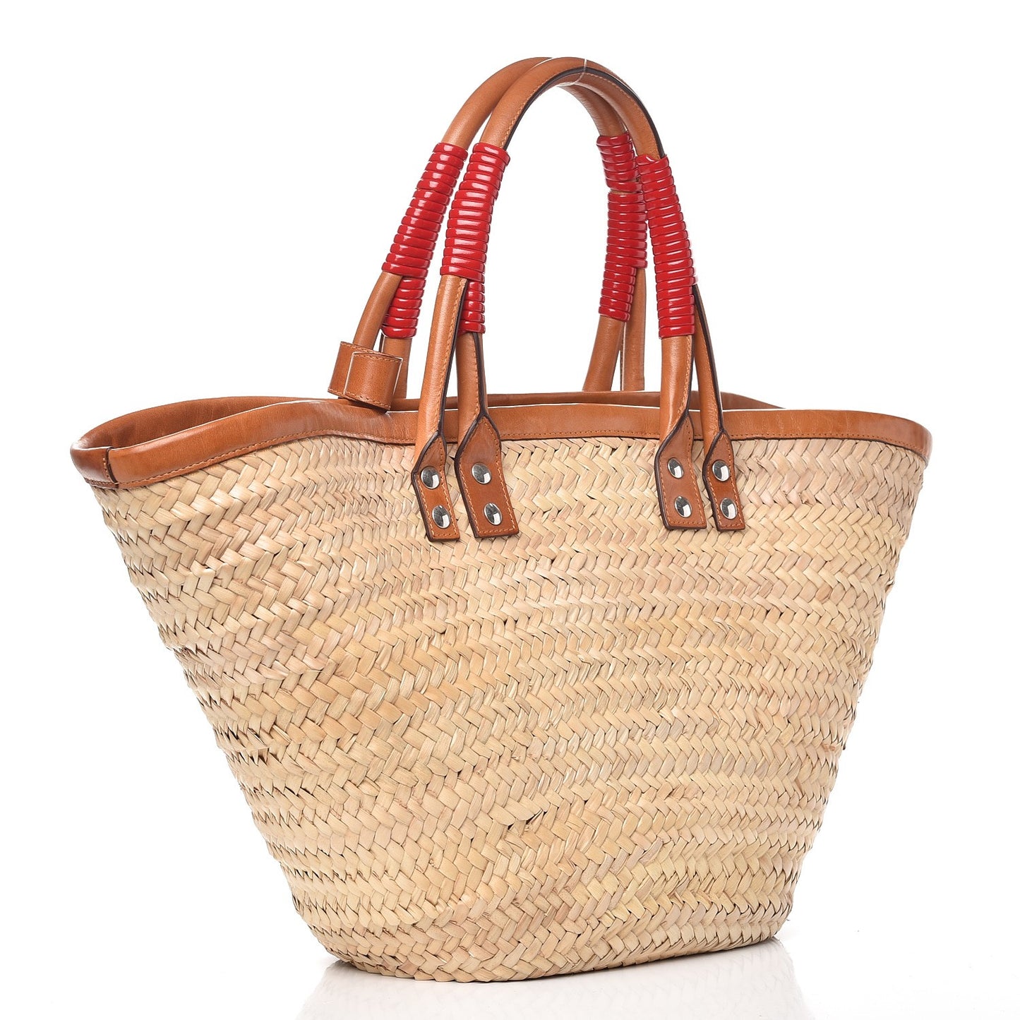 Straw Calfskin Medium Bistrot Panier Tote Natural