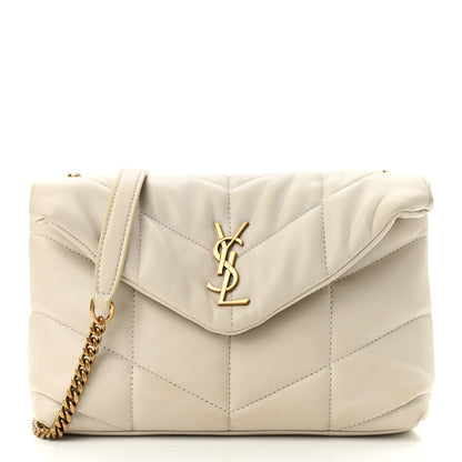 Saint Laurent Lambskin Quilted Toy Loulou Puffer Monogram Chain Satchel Crema Soft 1 of 10