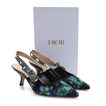 Christian Dior Canvas Embroidered Voyage Cotton Ribbon J'Adior Slingback 65mm Pumps 40.5 Multicolor 10 of 10