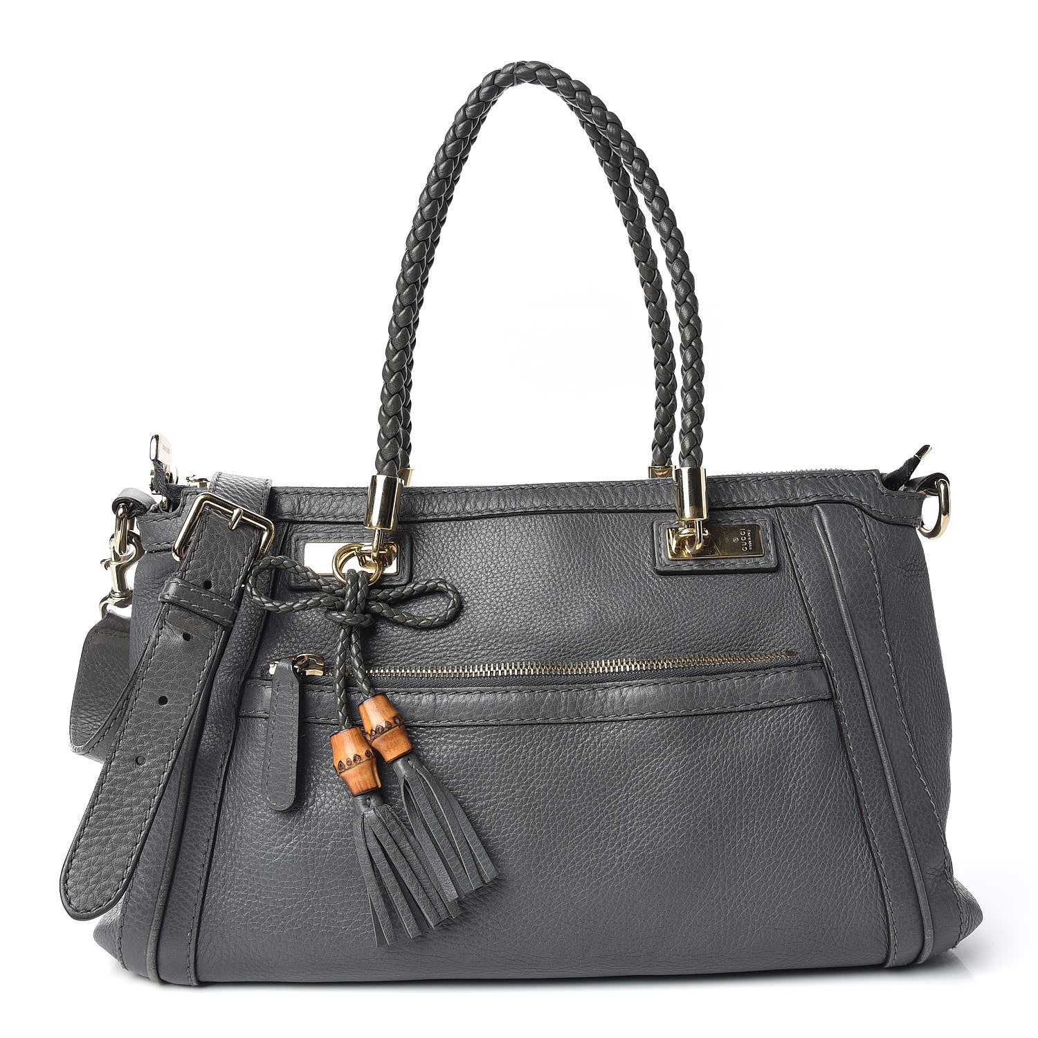 Gucci Pebbled Calfskin Small Bella Top Handle Bag Gray 1 of 17