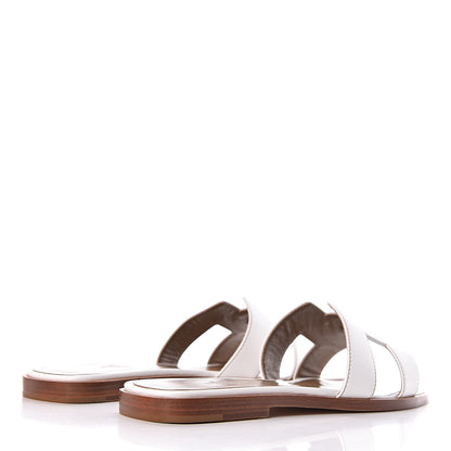 Hermes Box Calfskin Oran Sandals 37 White 4 of 10