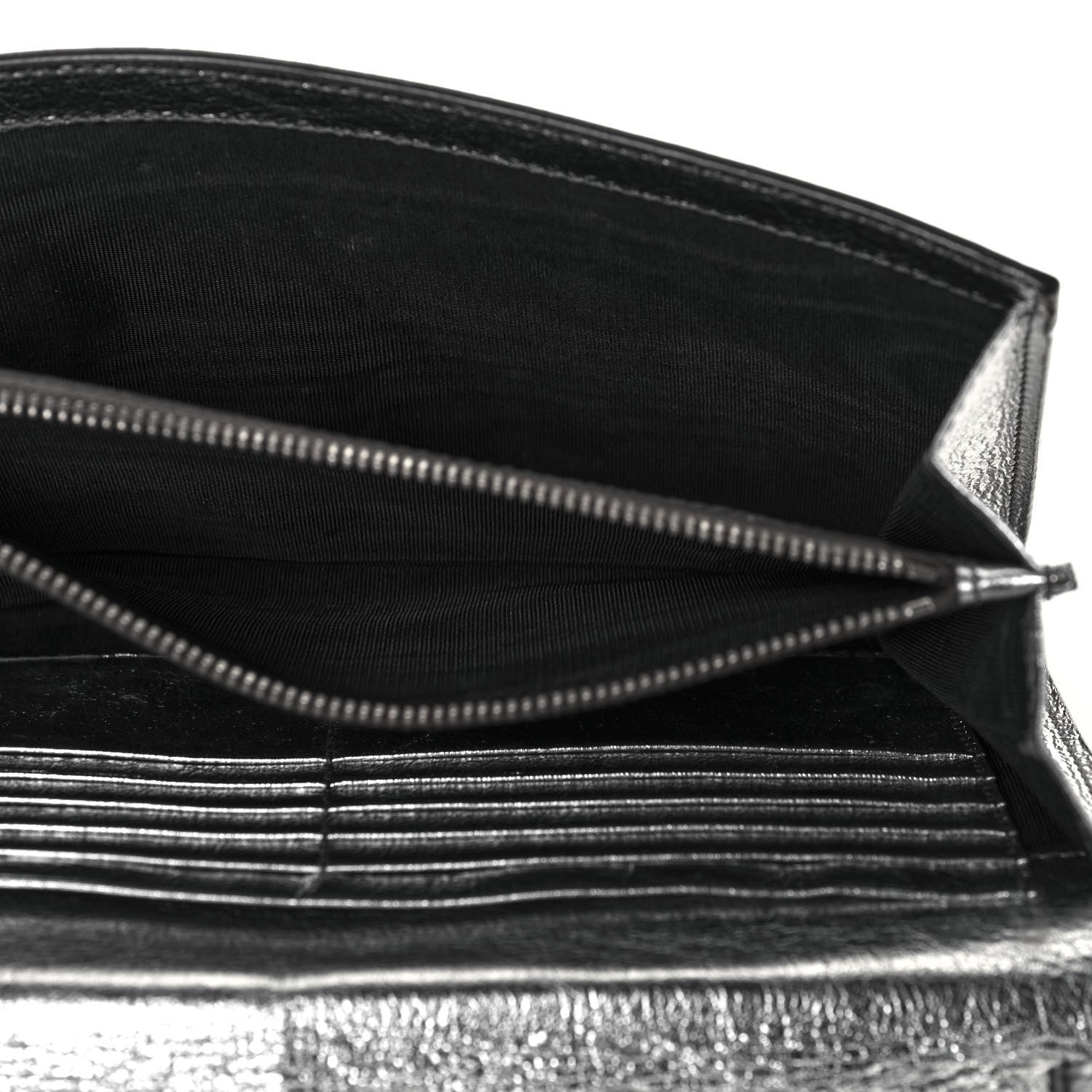 Saint Laurent Metallic Crinkled Calfskin Belle de Jour Chain Clutch Silver 7 of 14