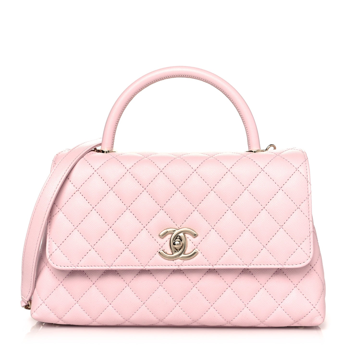 Caviar Quilted Small Coco Handle Flap Light Pink