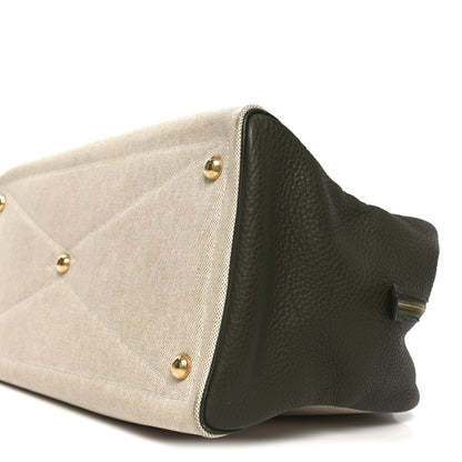 Hermes Toile Taurillon Clemence Victoria II 43 Ecru Vert Olive 10 of 10