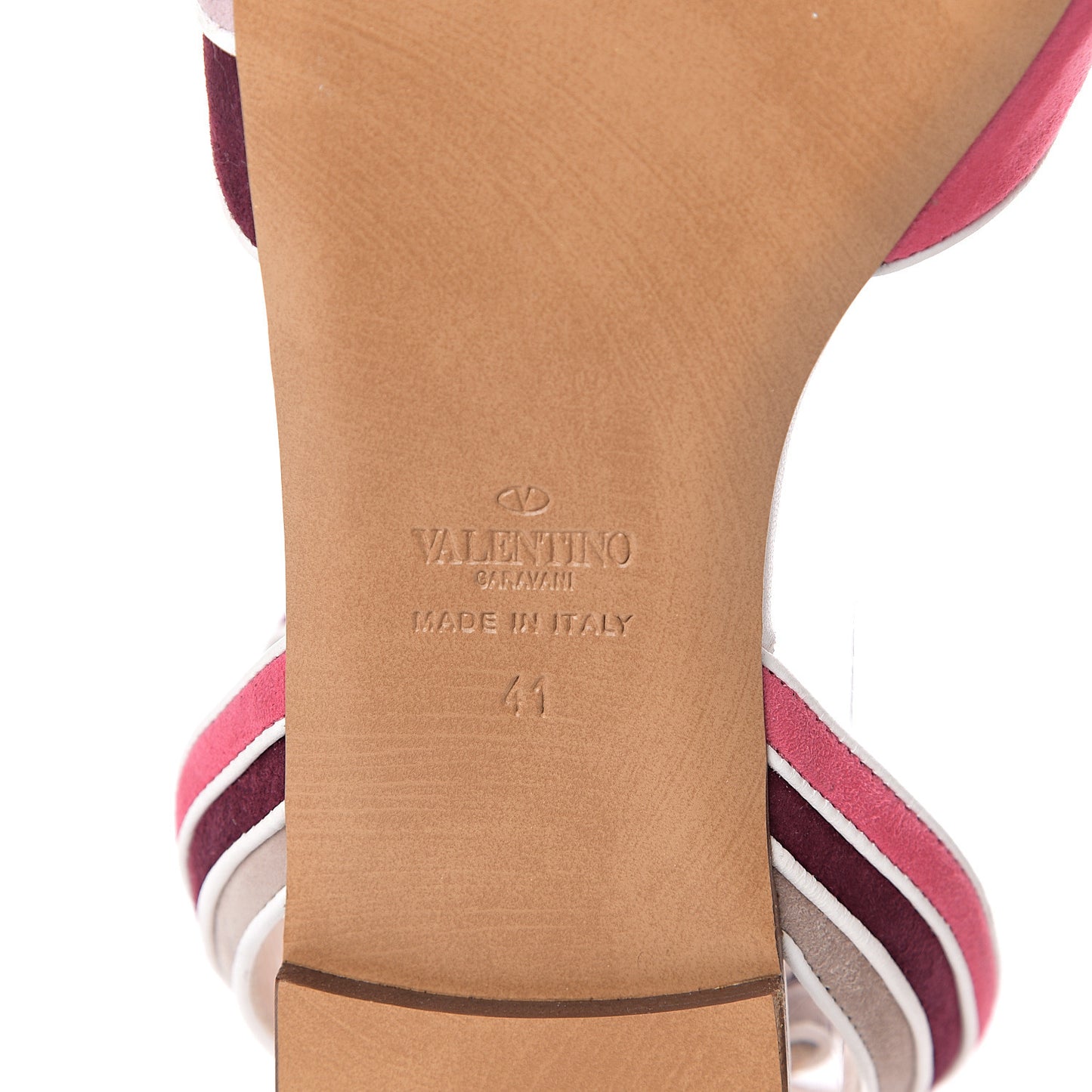 Nappa Suede Ankle Strap Flat Sandals 41 Pink Multicolor