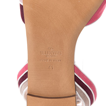 Valentino Garavani Nappa Suede Ankle Strap Flat Sandals 41 Pink Multicolor 6 of 6