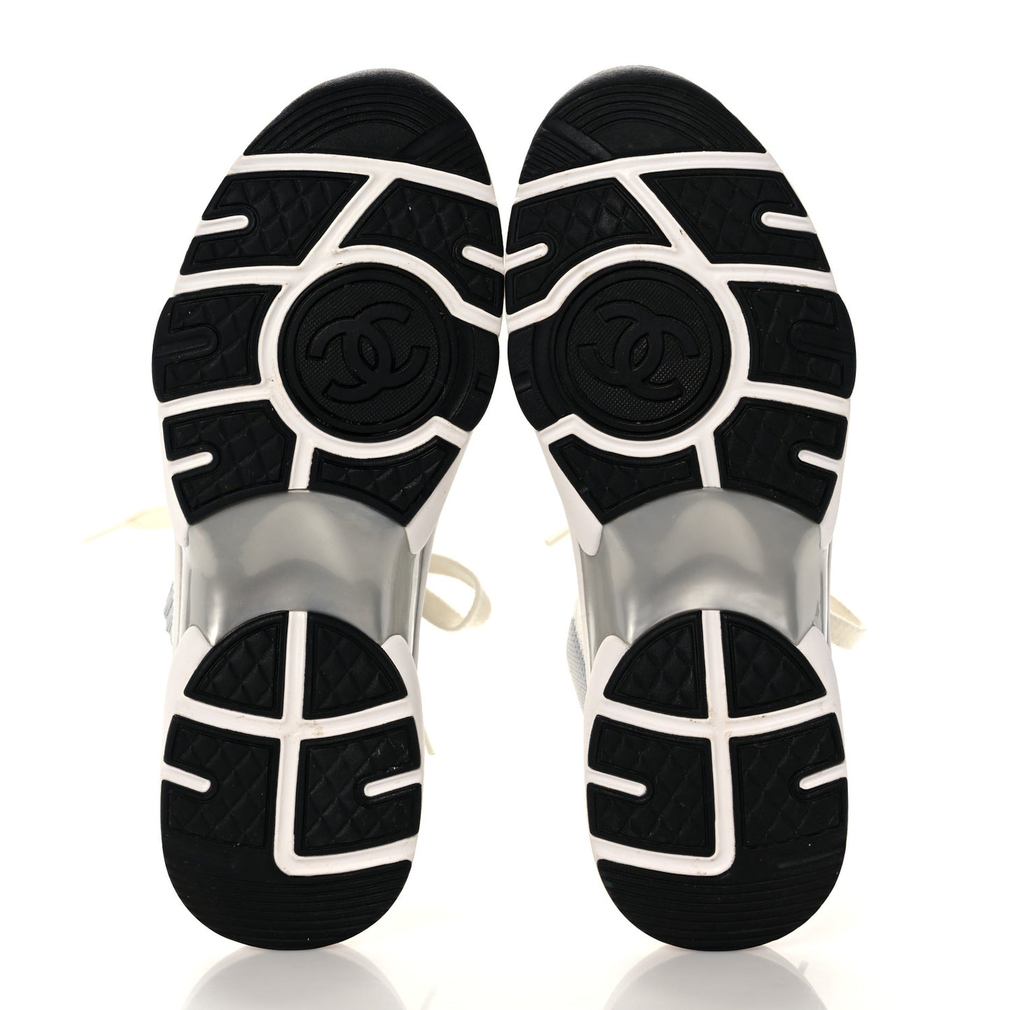 Fabric Suede Calfskin Stretch CC Sneakers 38 White Grey