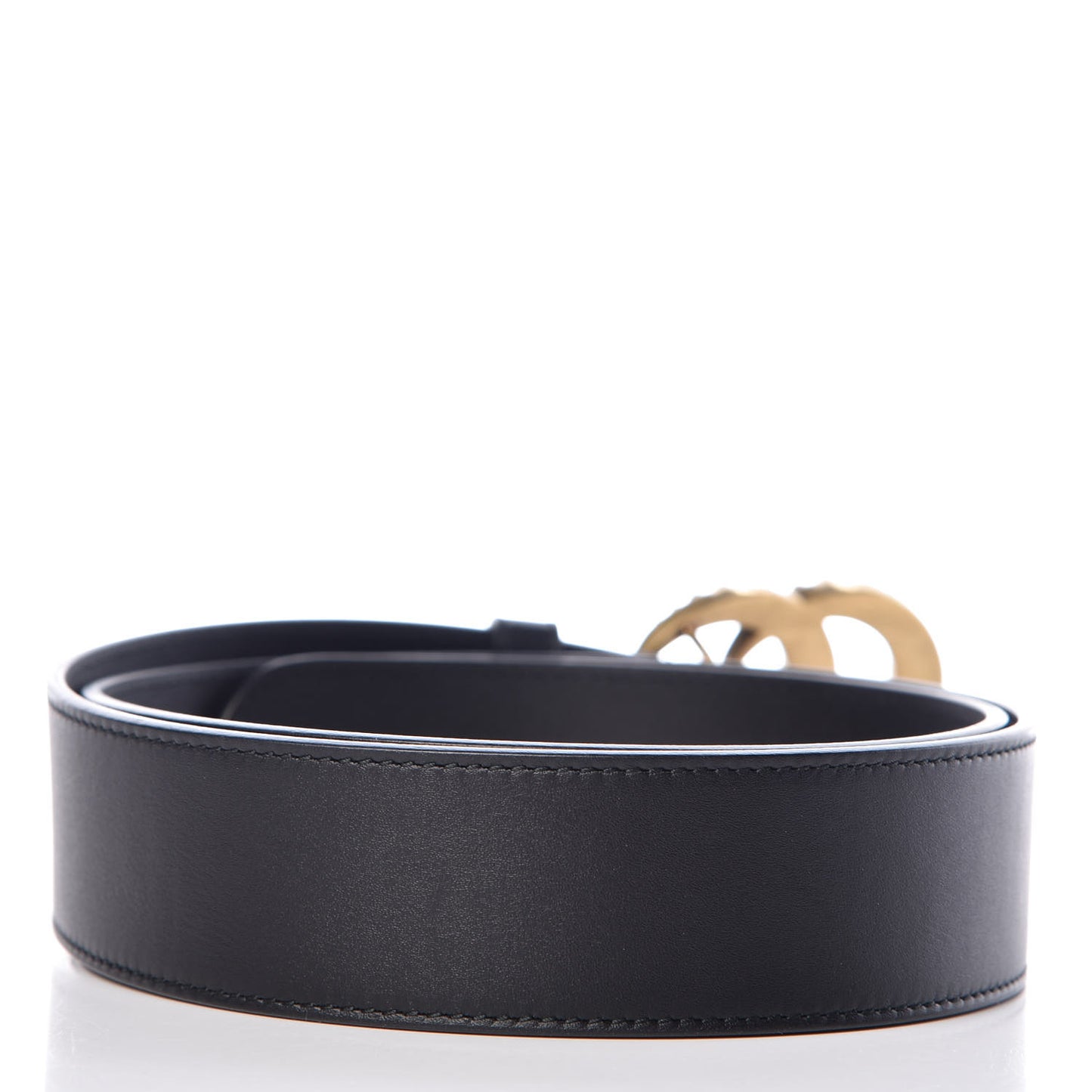 Moon Calfskin Pearl Double G 40mm Belt 95 38 Black Cream