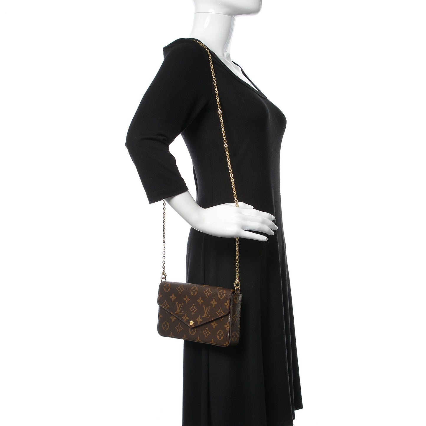 Monogram Pochette Felicie Chain Wallet Fuchsia