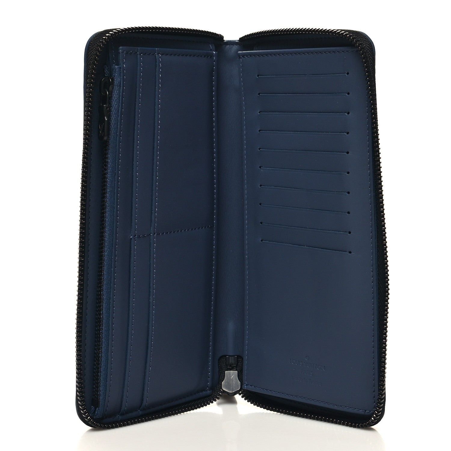 Louis Vuitton Calfskin Monogram Shadow Vertical Zippy Wallet Blue 5 of 10