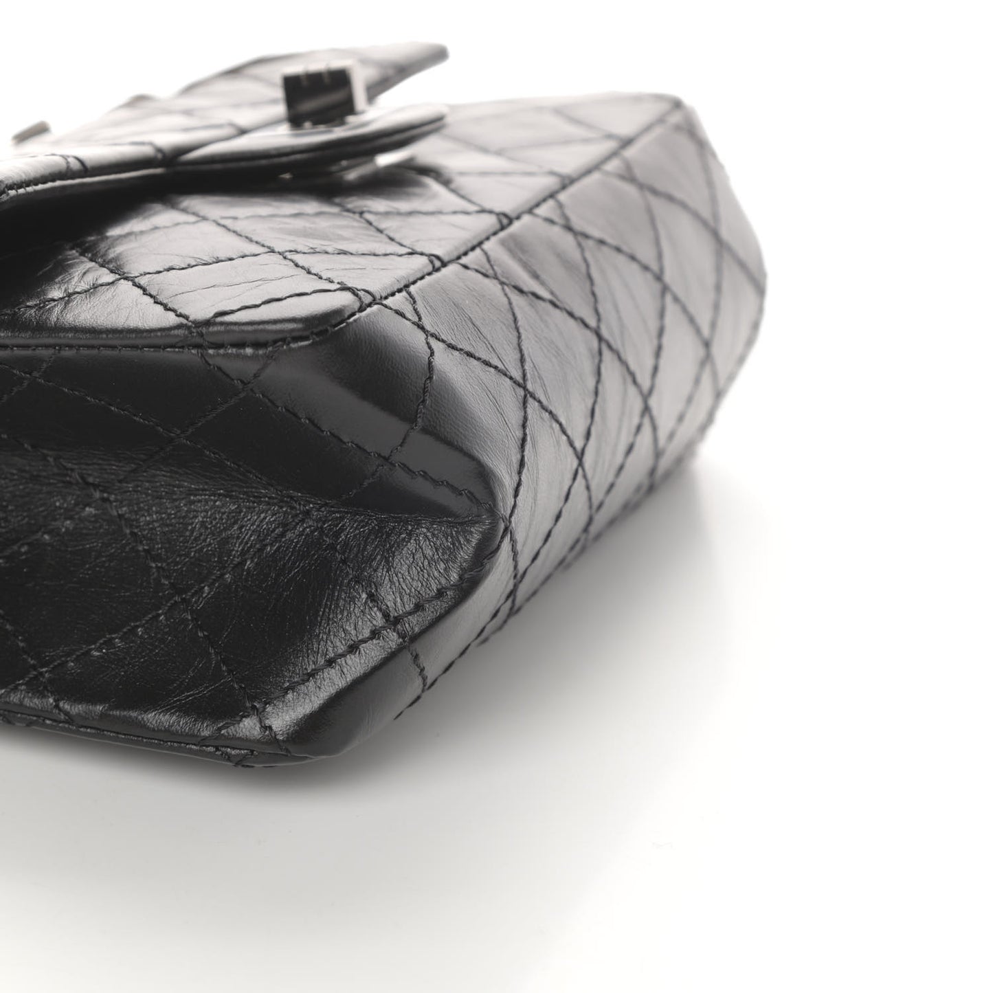 Aged Calfskin Quilted 2.55 Reissue Mini Flap So Black
