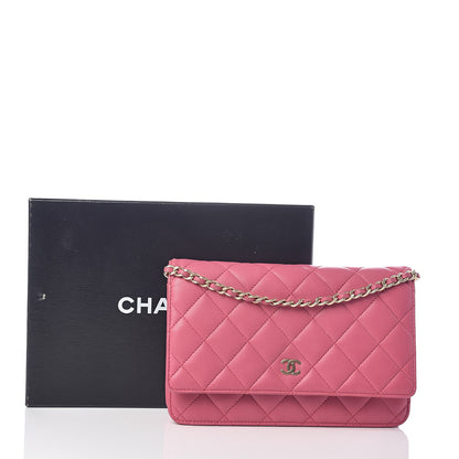 Chanel Lambskin Quilted Wallet On Chain WOC Pink 12 of 12