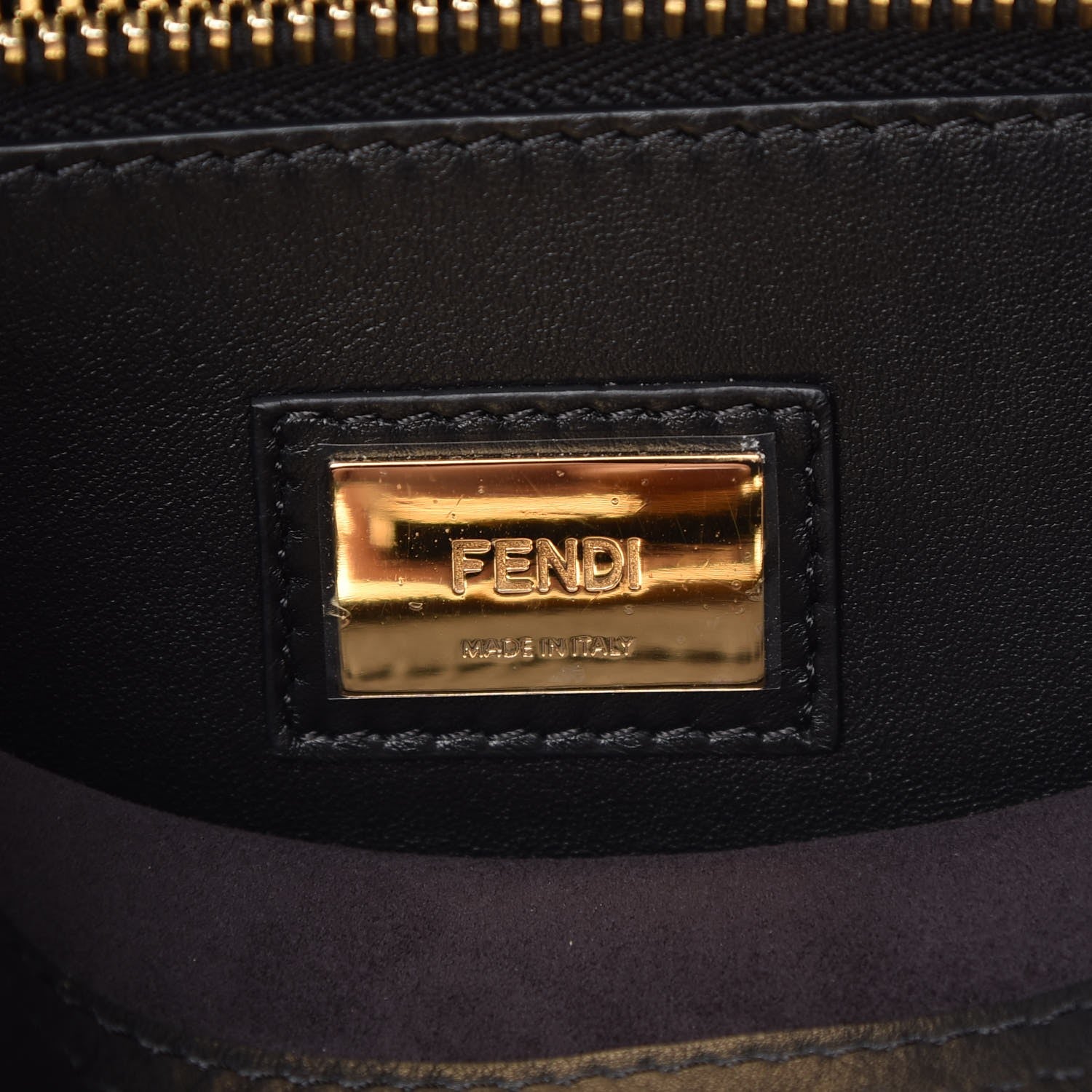 Fendi Vitello Seta Shiny Nappa Medium Peekaboo Iconic Satchel Black 7 of 9
