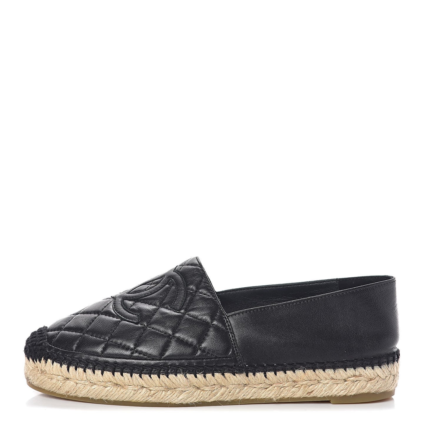 Lambskin Quilted CC Espadrilles 35 Black