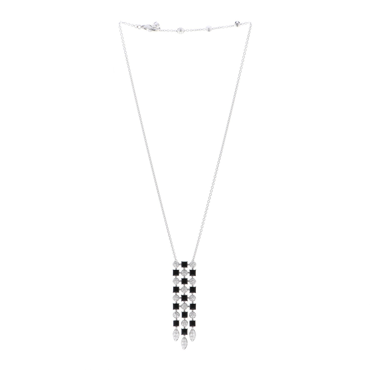 Bulgari 18K White Gold Diamond Black Onyx Lucea Necklace 3 of 4
