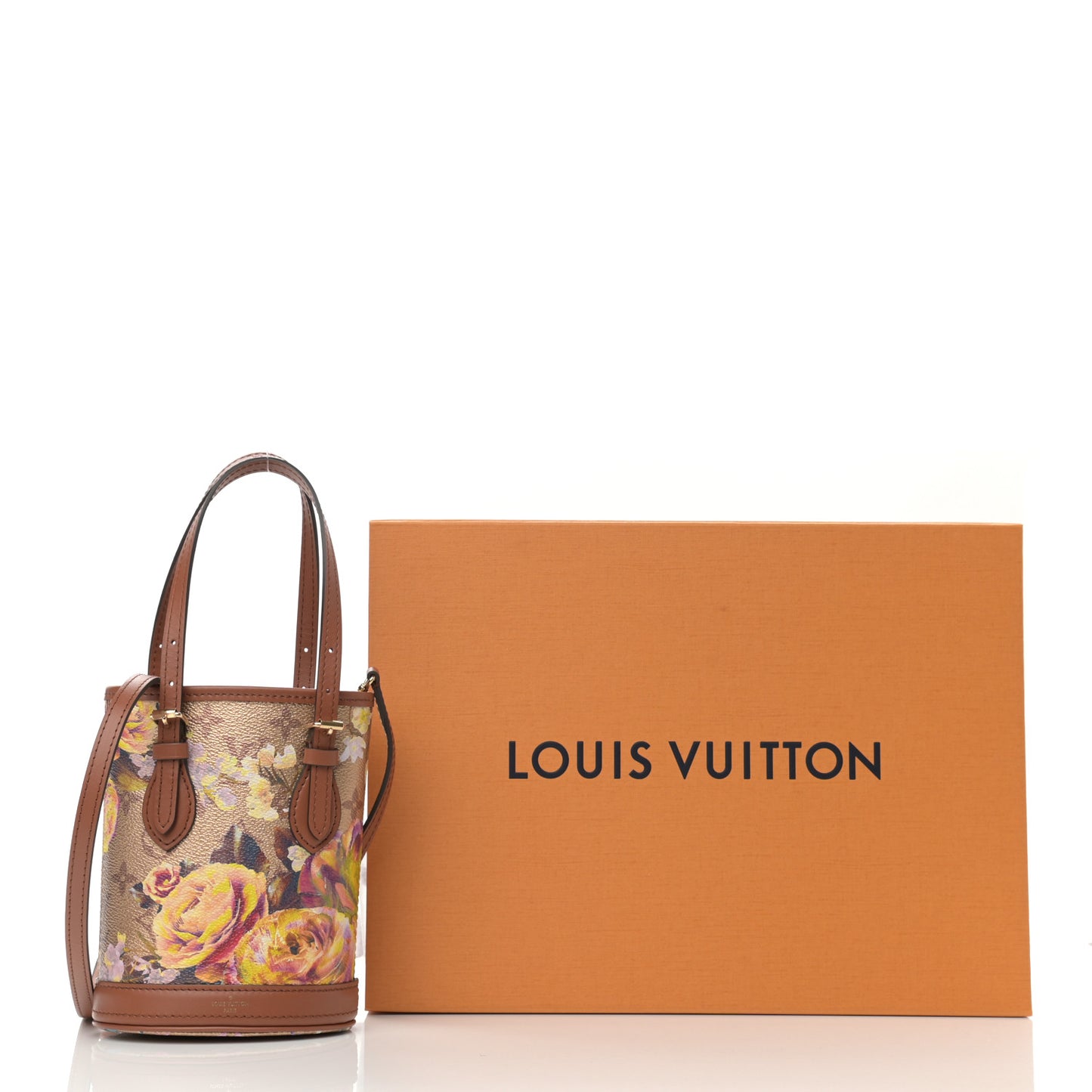 Metallic Monogram LV Garden Nano Bucket Bag Gold