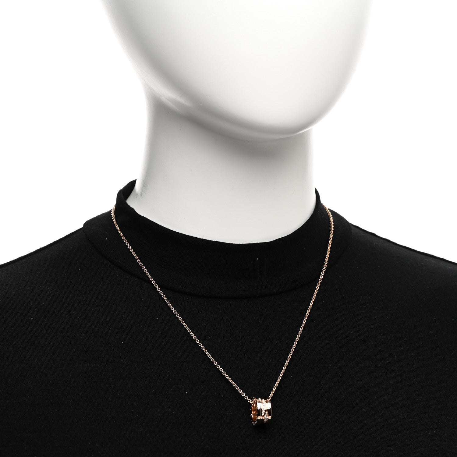 Bulgari 18K Rose Gold Diamond B.Zero1 Legend Pendant Necklace 2 of 4