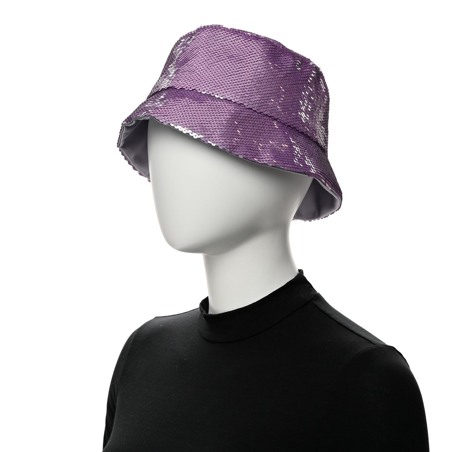 Paillettes Triangle Logo Womens Bucket Hat M Purple