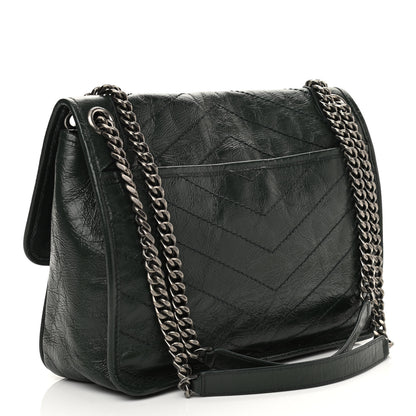 Saint Laurent Crinkled Calfskin Matelasse Monogram Medium Niki Chain Satchel Military Olive 2 of 11