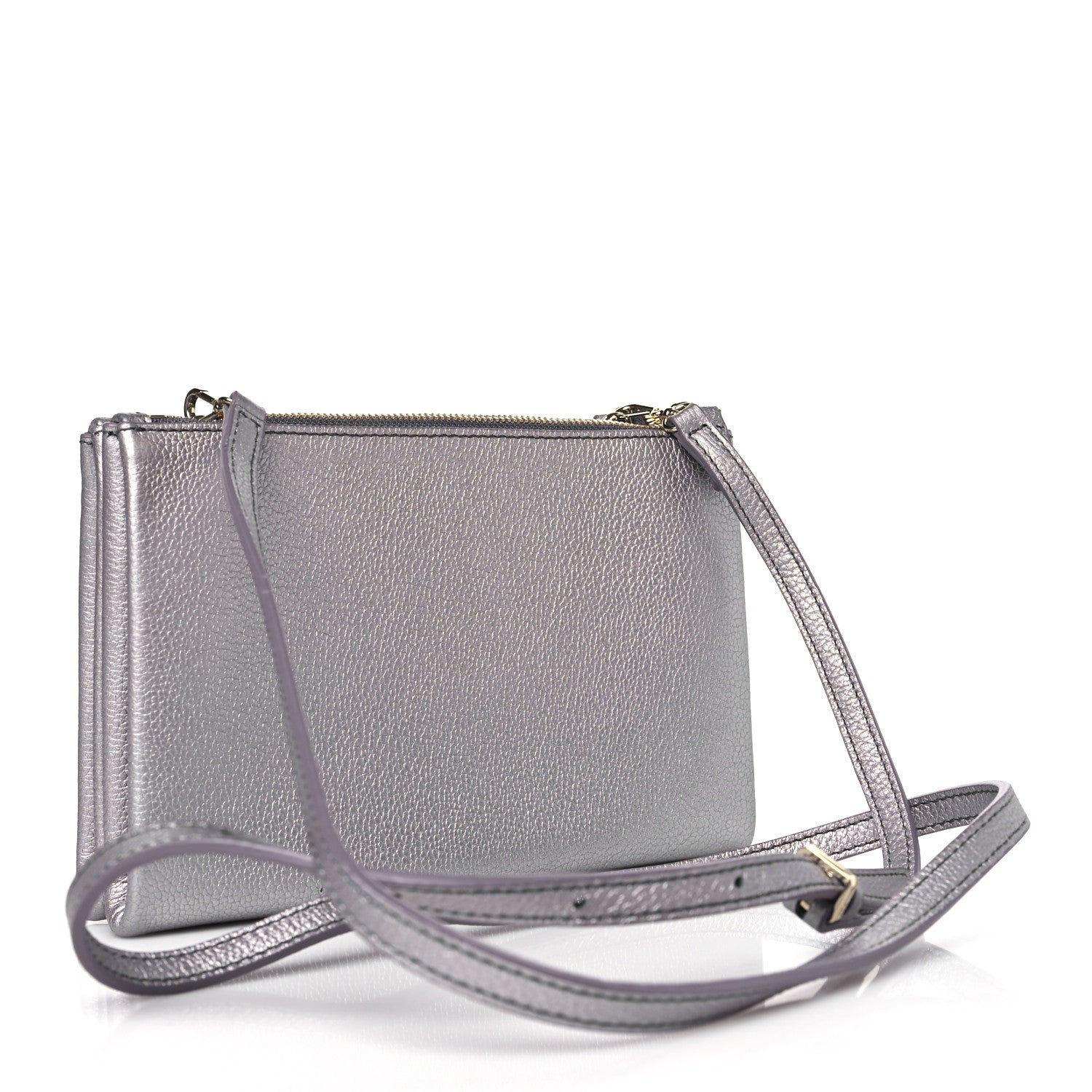 MCM Grained Calfskin Milla Double Crossbody Bag Spike Silver 3 of 11
