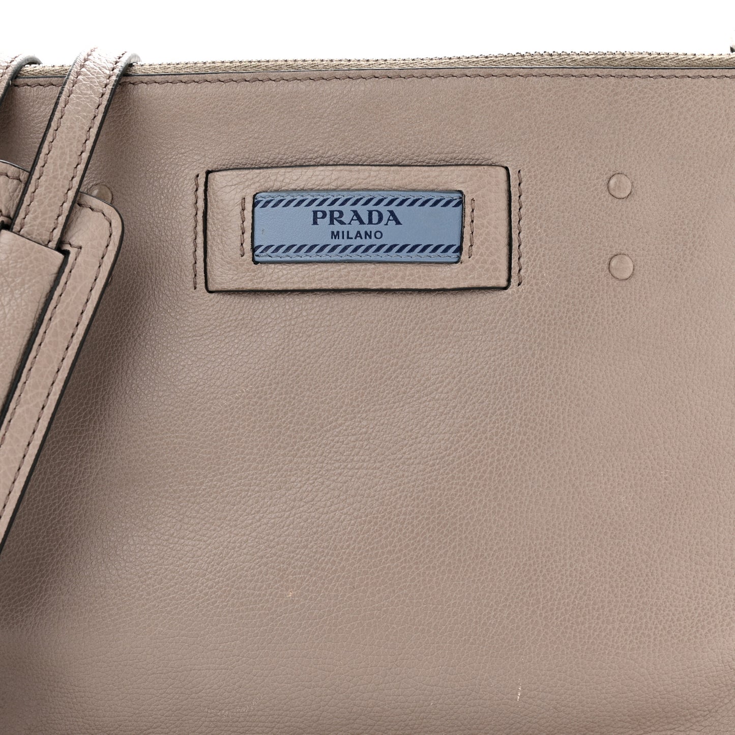 Glace Calf Etiquette Double Zip Crossbody Bag Pomice Astrale