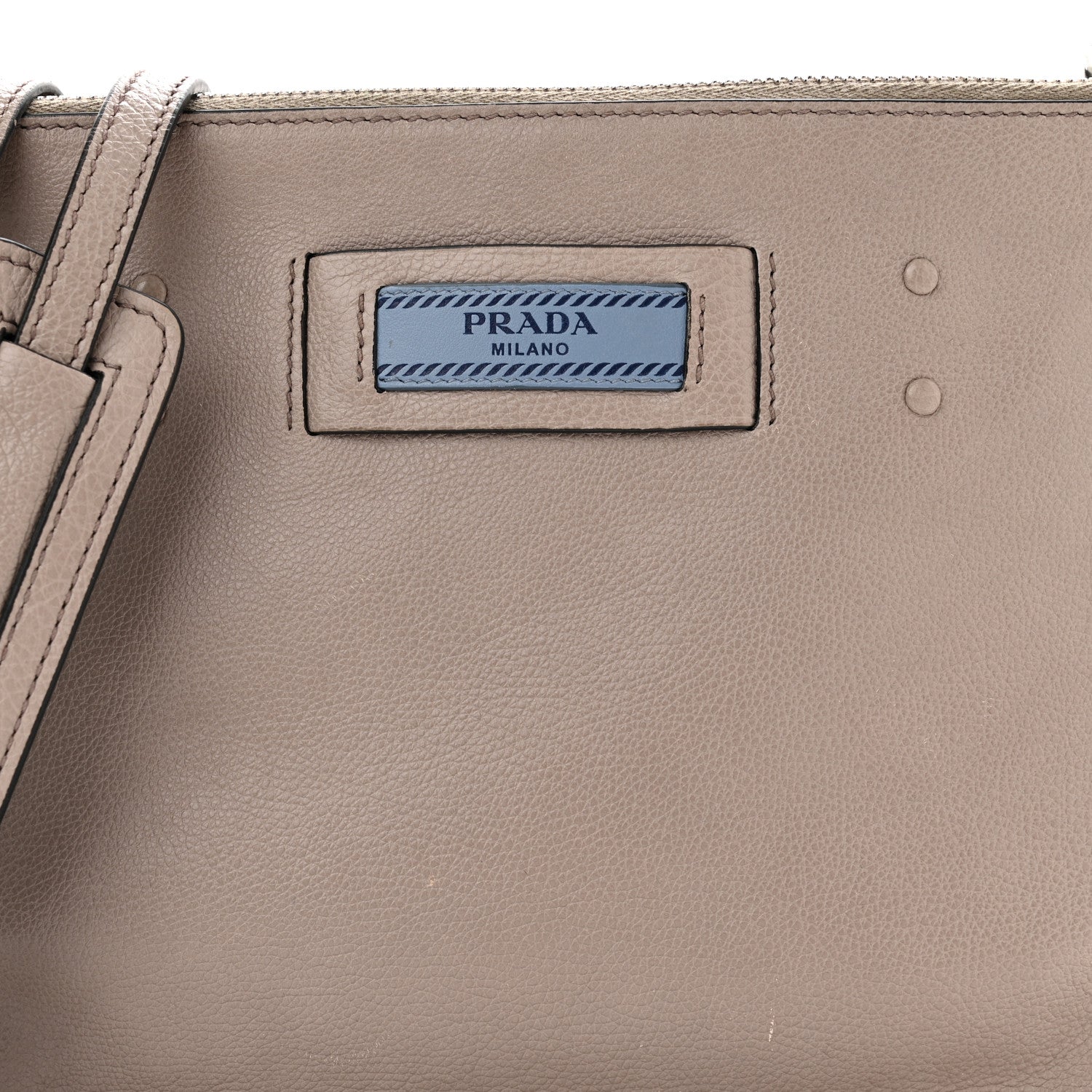 Prada Glace Calf Etiquette Double Zip Crossbody Bag Pomice Astrale 9 of 13