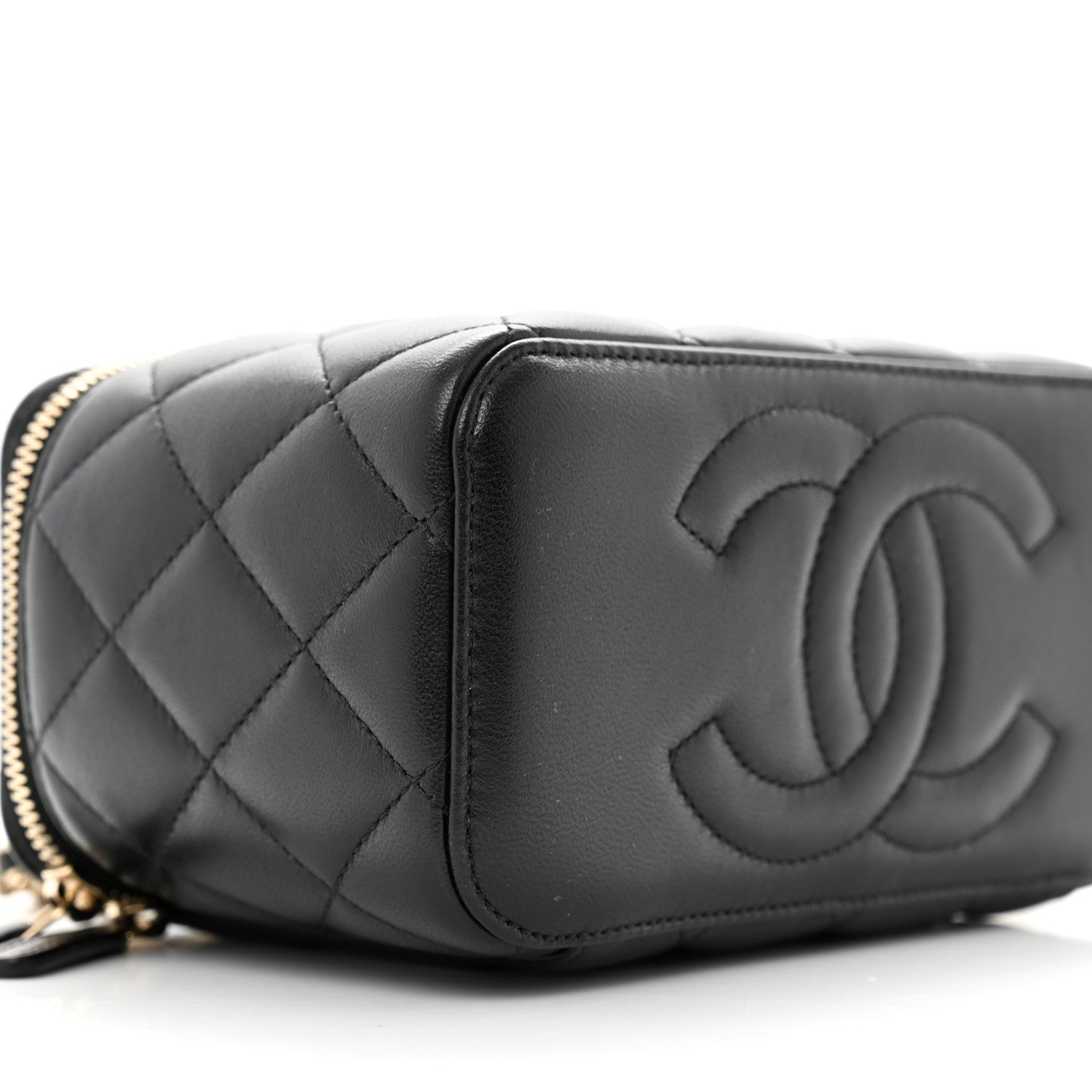 Chanel Lambskin Quilted Small Top Handle Vanity Case With Chain Black 9 of 11