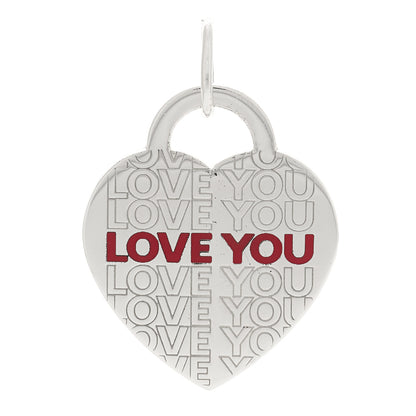Tiffany Sterling Silver Enamel LOVE YOU Heart Charm Red 1 of 4