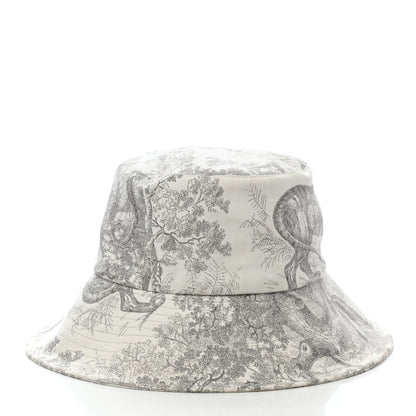 Christian Dior Cotton Dioriviera Toile De Jouy Bob Brim Bucket Hat 58 Gray 3 of 8