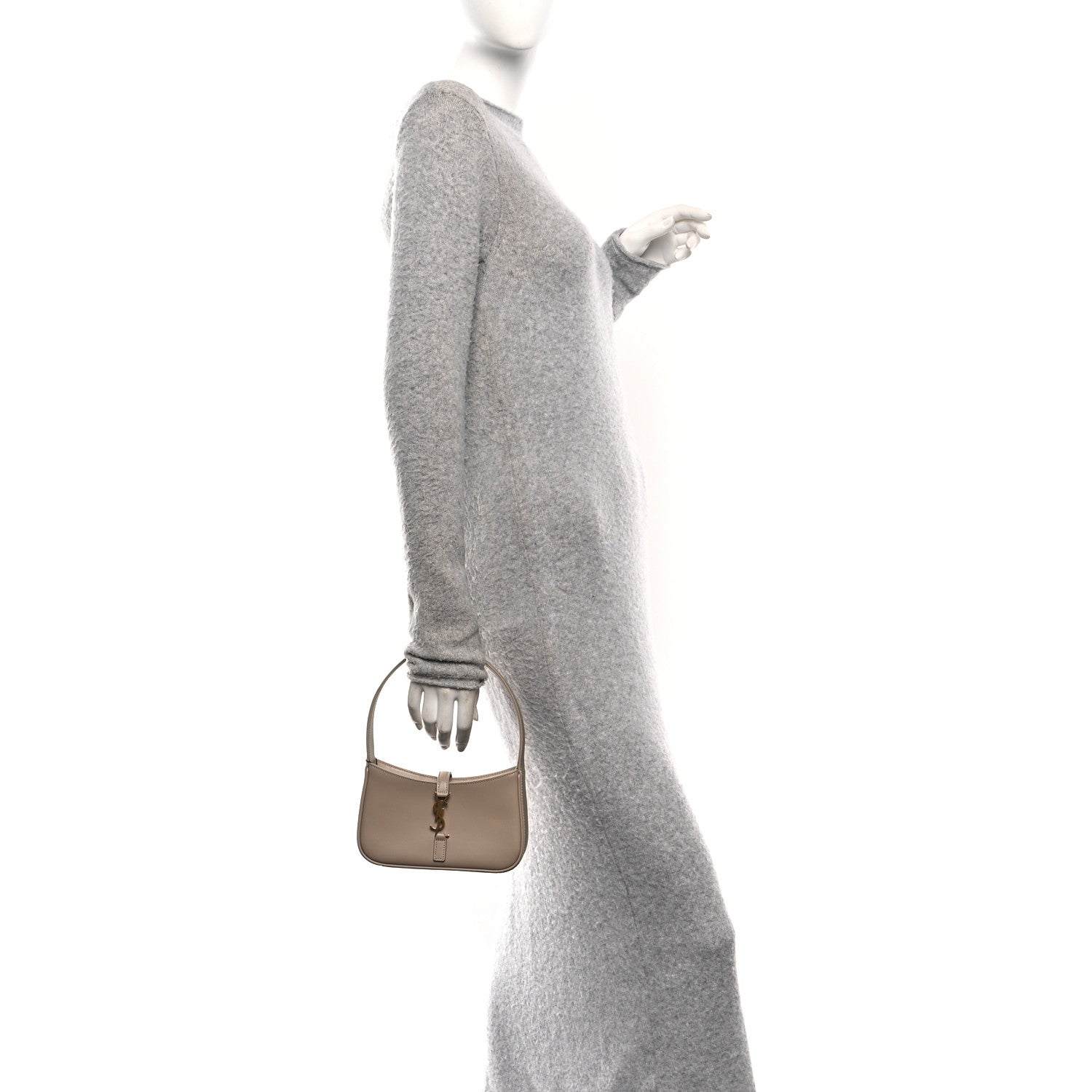 Saint Laurent Vegetable Le 5 A 7 Mini Hobo Dark Beige 2 of 10