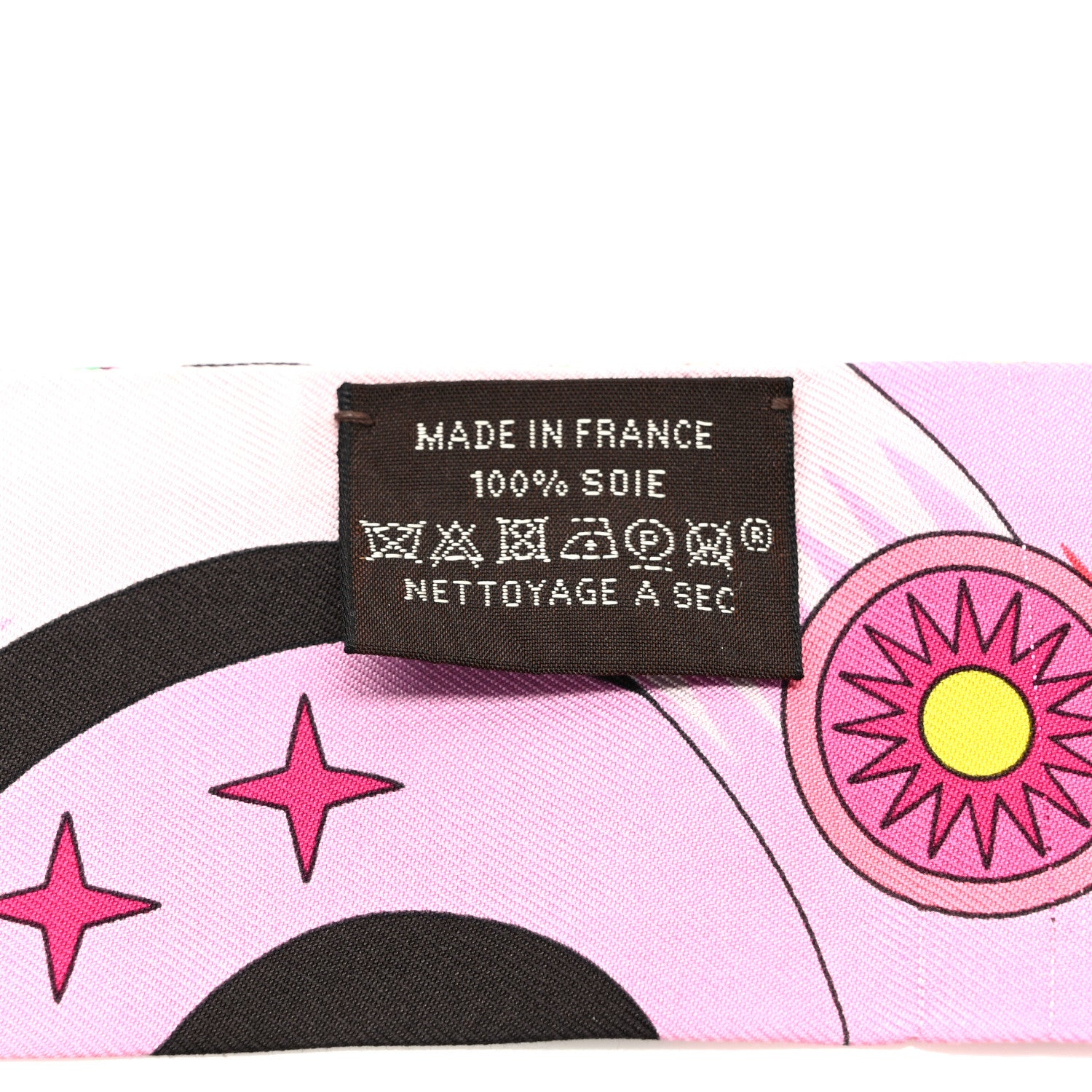 Hermes Silk La Source de Pegase Twilly Ebene Rose Vif Jaune Vif 4 of 4