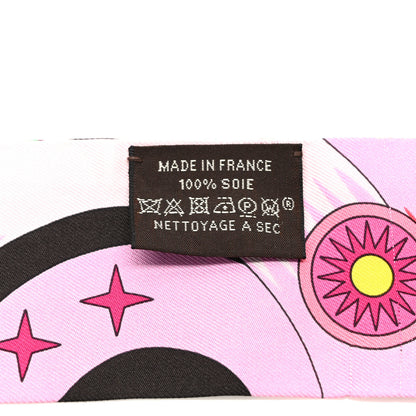 Hermes Silk La Source de Pegase Twilly Ebene Rose Vif Jaune Vif 4 of 4