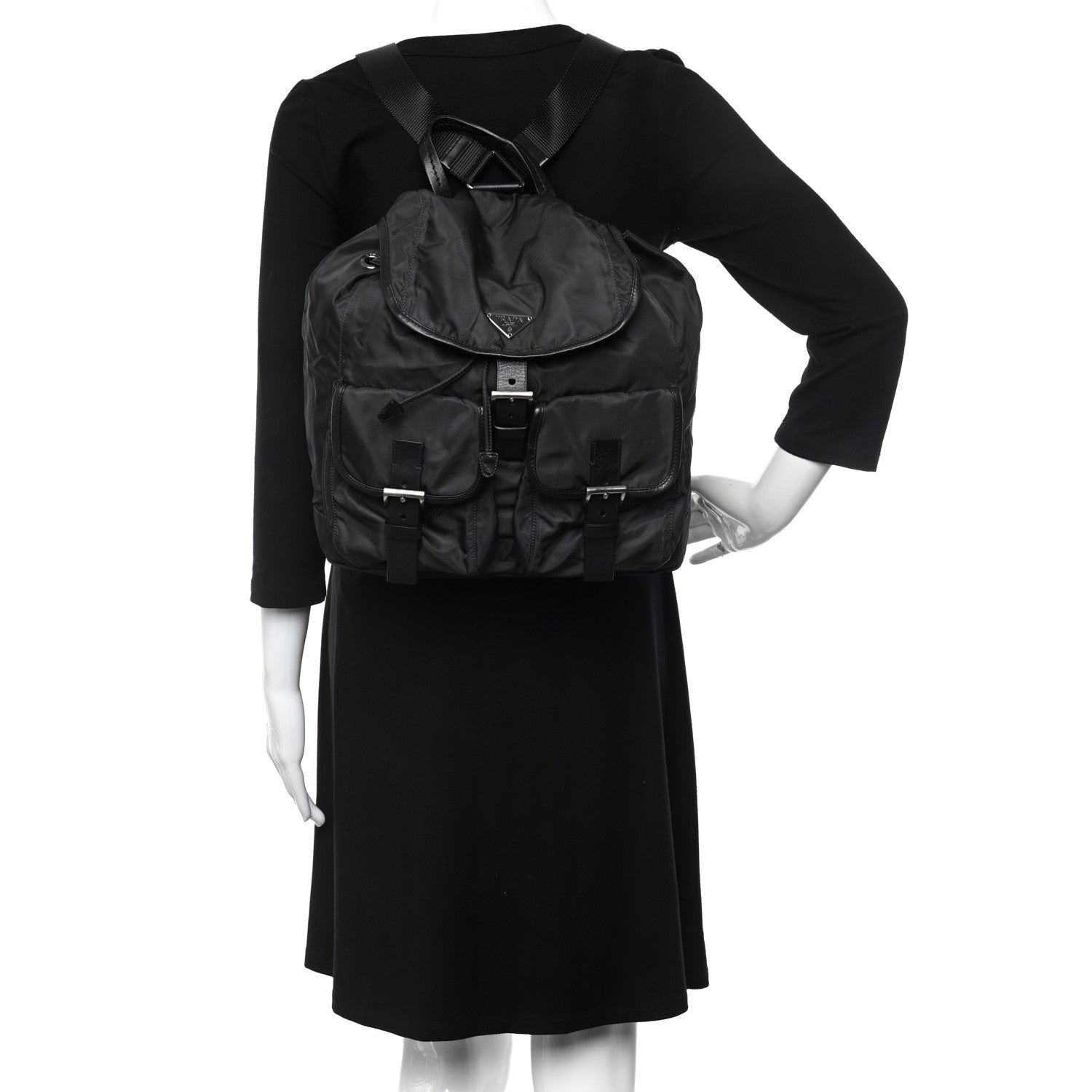 Prada Nylon Vela Medium Backpack Black 2 of 13