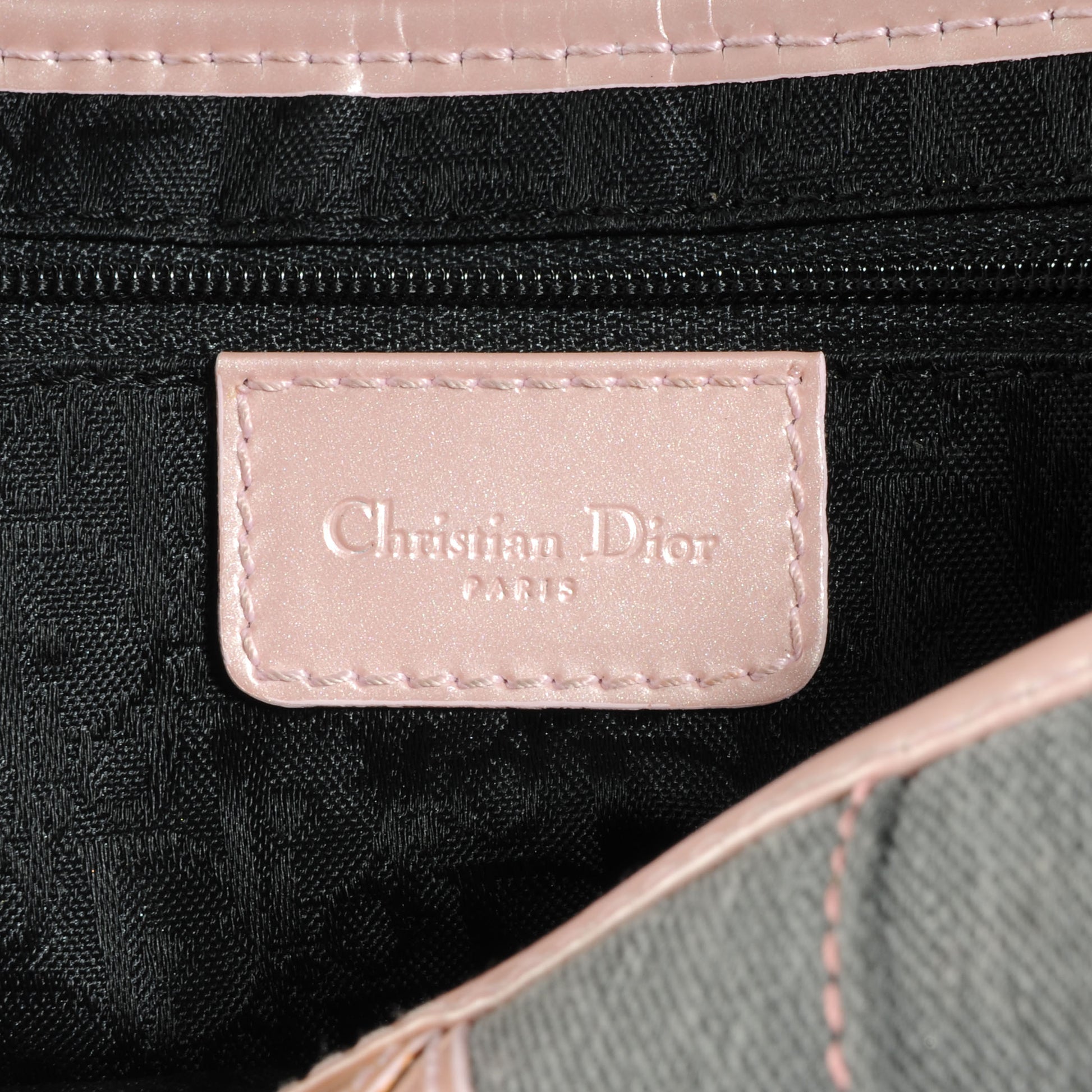 Christian Dior Patent Denim Jeans Saddle Bag Grey Pink 6 of 8
