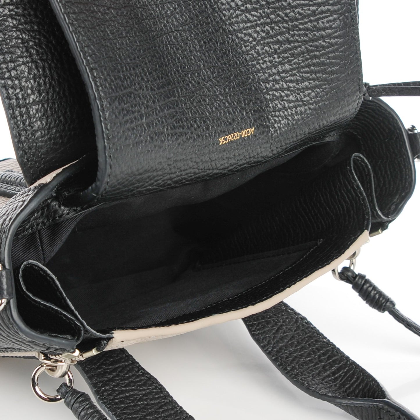 3.1 Textured Calfskin Mini Pashli Satchel Black Feather
