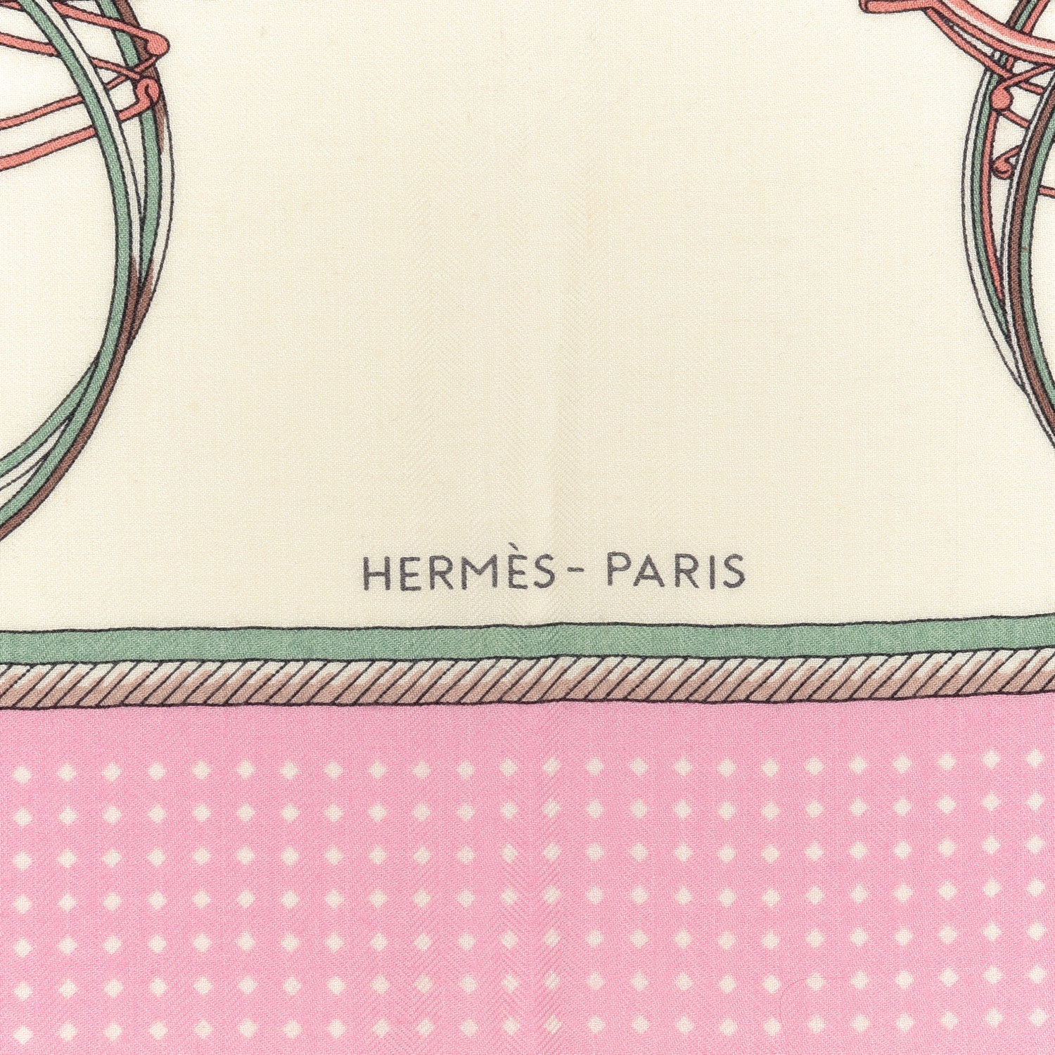 Hermes Cashmere Silk Les Voitures A Transformation Shawl 140 Blanc Vert Amande Rose Dragee 2 of 4