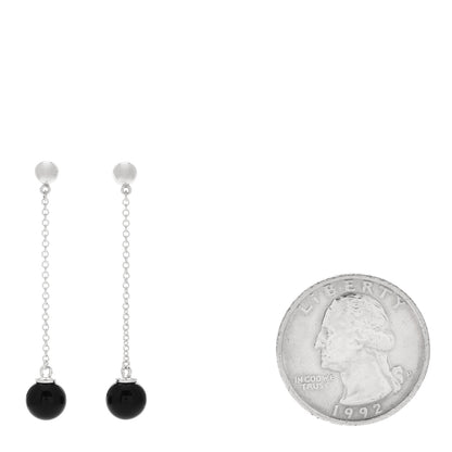 Tiffany Sterling Silver Black Onyx Ziegfeld Drop Earrings 2 of 5