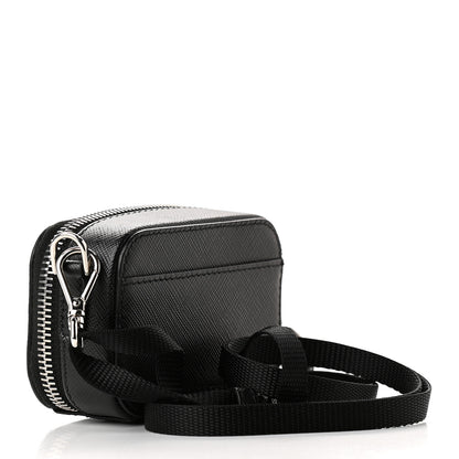 Prada Saffiano Travel Metal Triangle Logo Mini Pouch Shoulder Bag Black 2 of 7