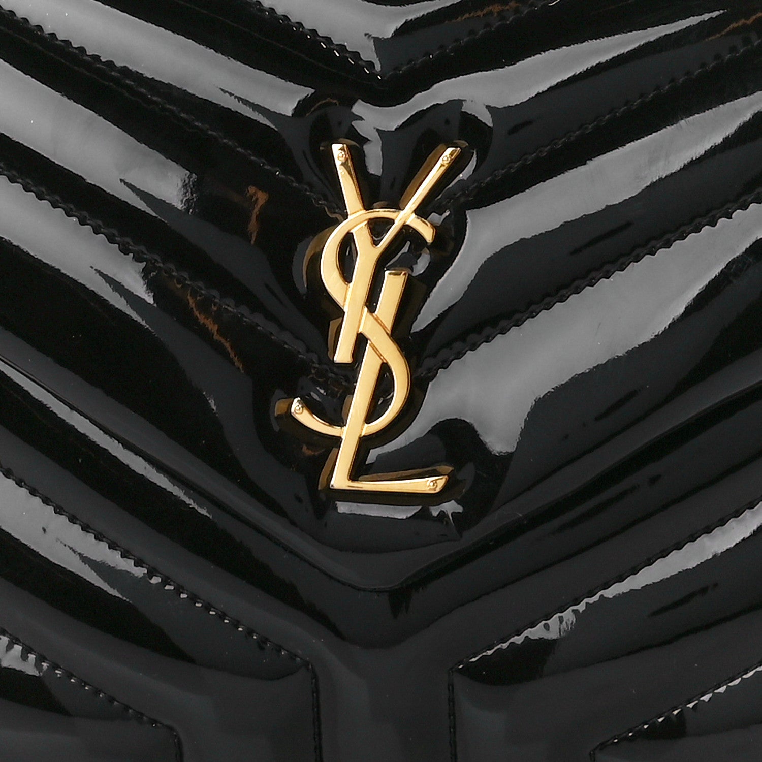 Saint Laurent Patent Y Quilted Monogram Small Loulou Chain Satchel Black 8 of 10