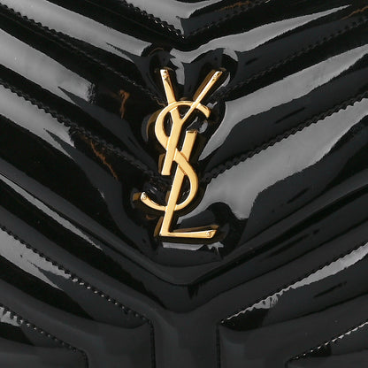 Saint Laurent Patent Y Quilted Monogram Small Loulou Chain Satchel Black 8 of 10