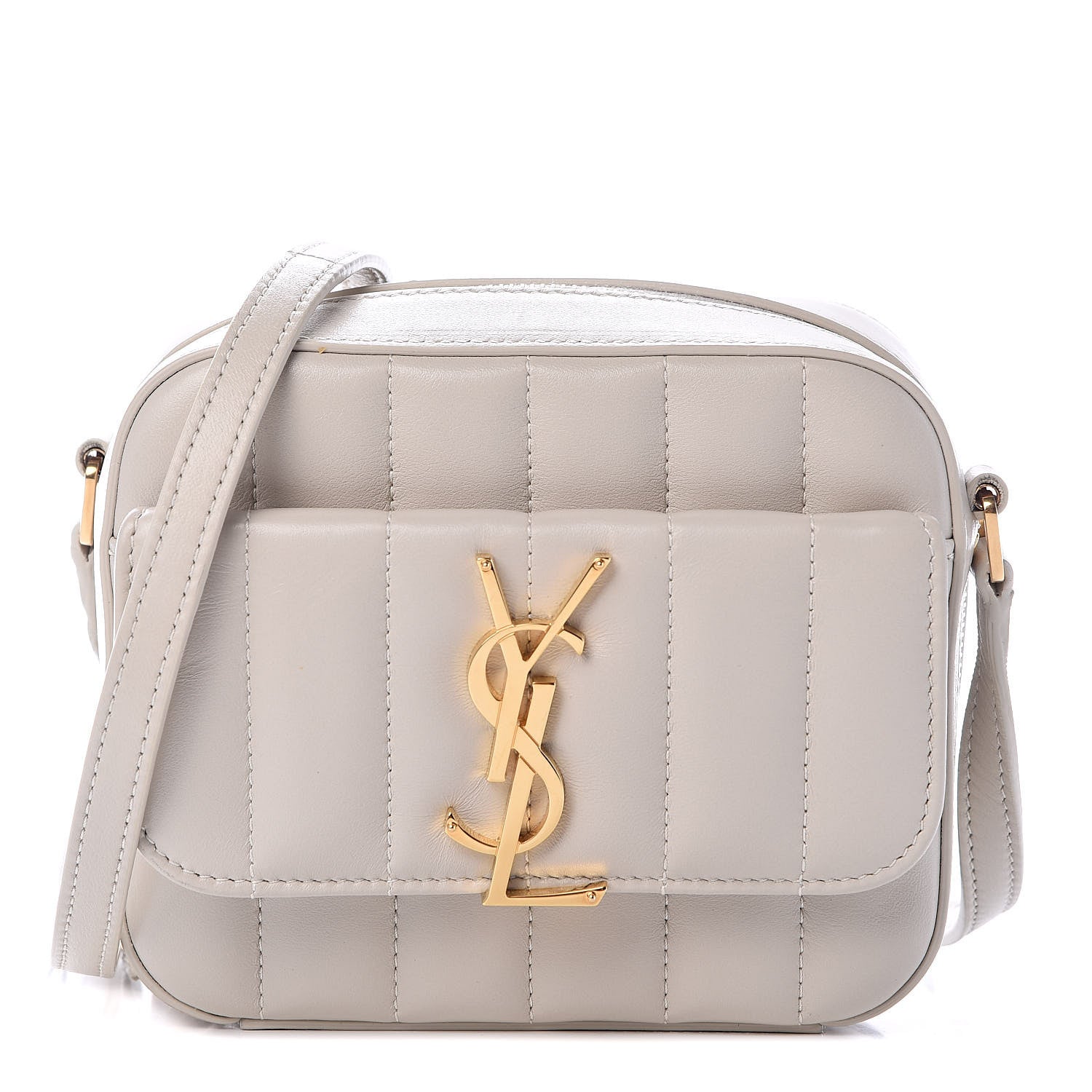 Saint Laurent Lambskin Matelasse Monogram Toy Vicky Camera Bag White 1 of 11