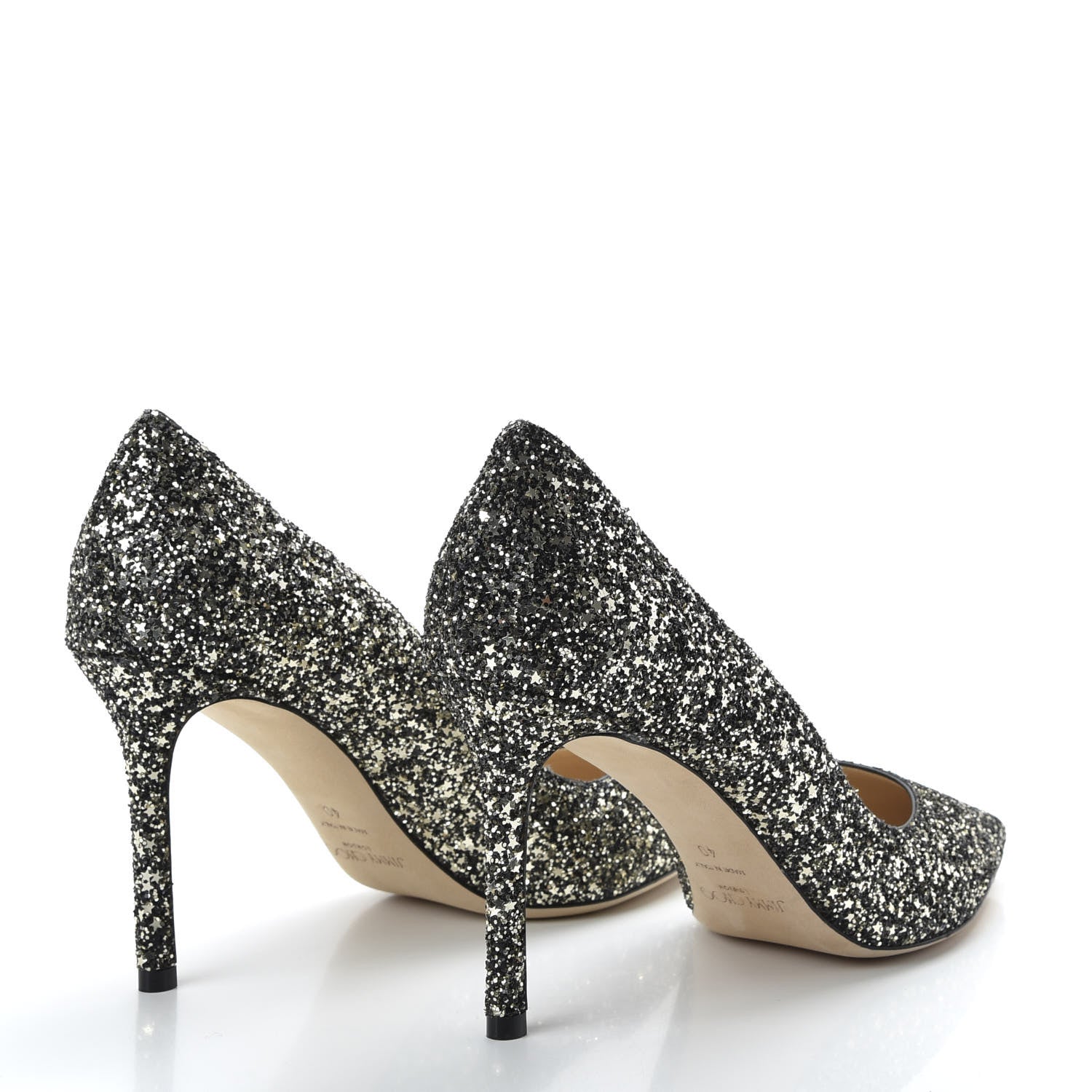 Jimmy Choo Glitter Pointy Toe Romy 85 Pumps 40 Black Gold 4 of 10