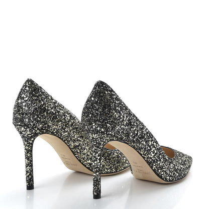 Jimmy Choo Glitter Pointy Toe Romy 85 Pumps 40 Black Gold 4 of 10