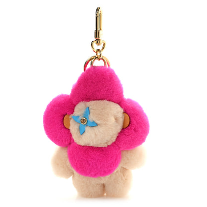 Louis Vuitton Mink Fur Vivienne Vision Bag Charm Key Holder Pink Beige 1 of 3