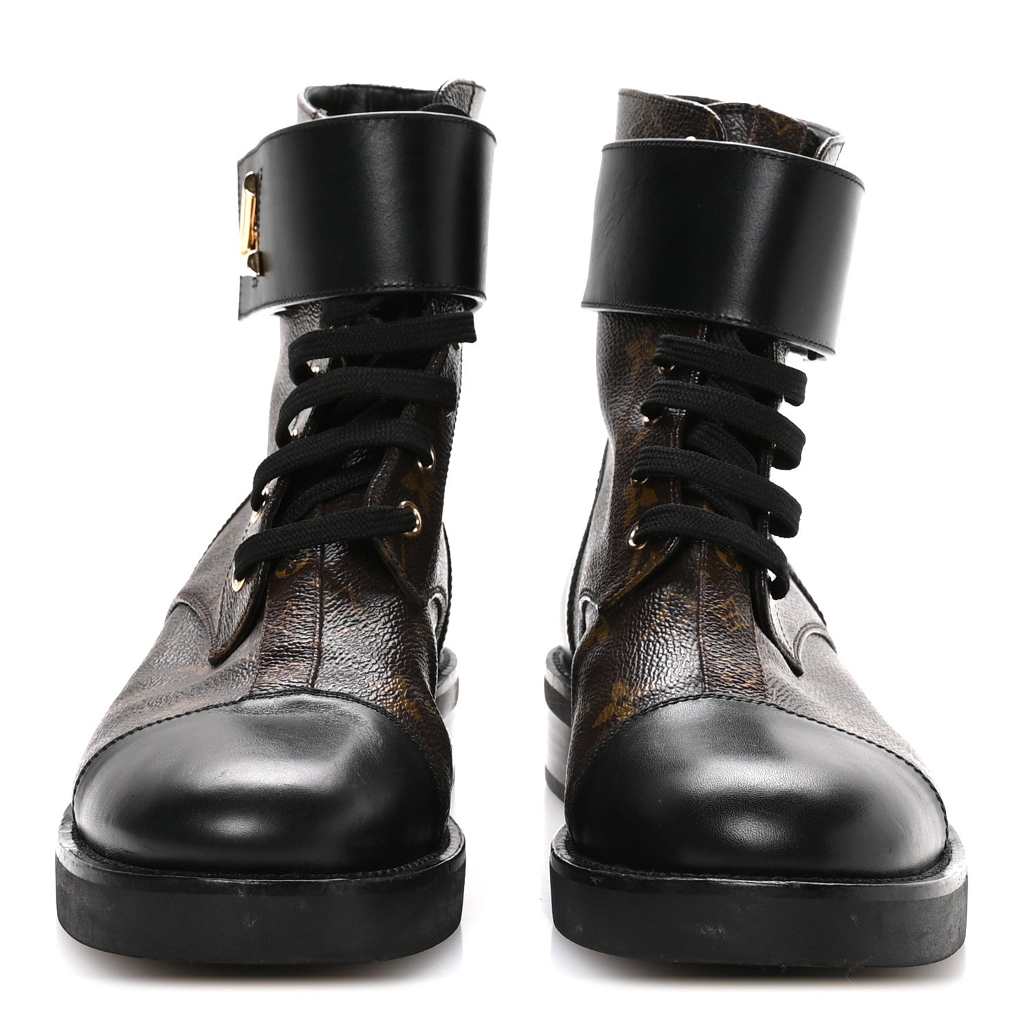Louis Vuitton Calfskin Monogram Wonderland Flat Ranger Boots 39 Black 3 of 8