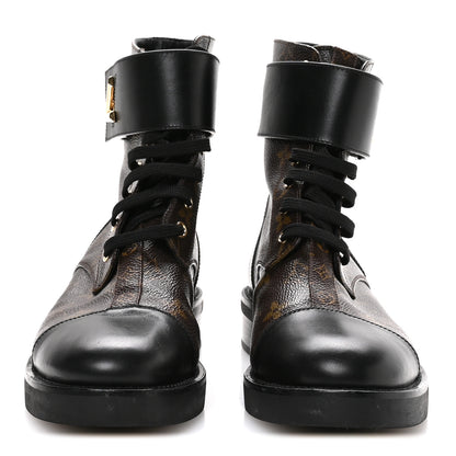 Louis Vuitton Calfskin Monogram Wonderland Flat Ranger Boots 39 Black 3 of 8