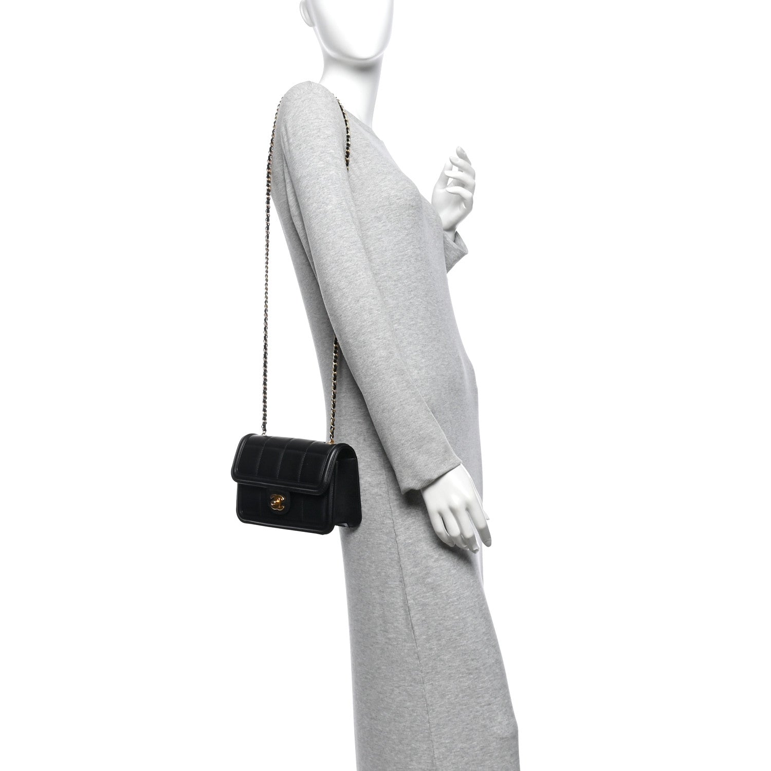 Chanel Lambskin Calfskin Mini Chocolate Bar Flap Bag Black 2 of 11